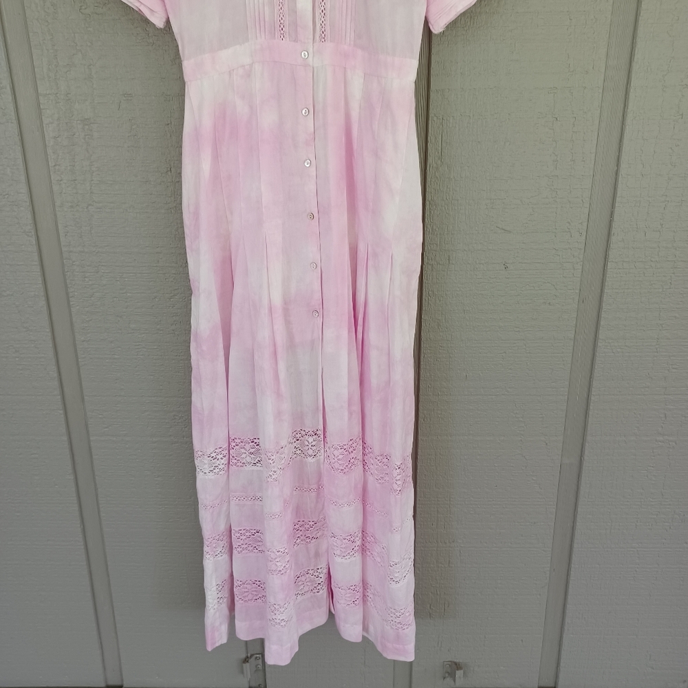 LoveShackFancy Edie Dress Size XS Women Feminine Cotton Tie Dye In Peony Pink - Picture 4 of 16